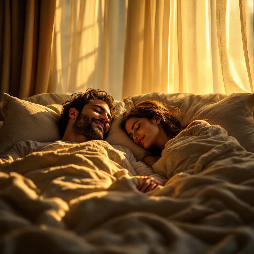 Couple sleeping happily after shiatsu massage