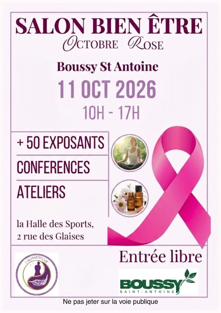 Affiche du Salon Bien-Être Octobre Rose à Boussy-Saint-Antoine, le 11 octobre 2026